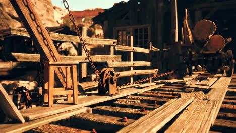 old western mining town bridge scene