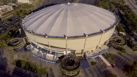 4k aerial drone video of tropicana field in downtown st