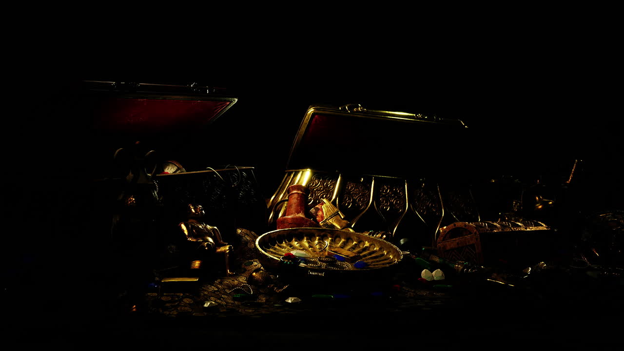 misterioso abrió un antiguo cofre de madera con luz