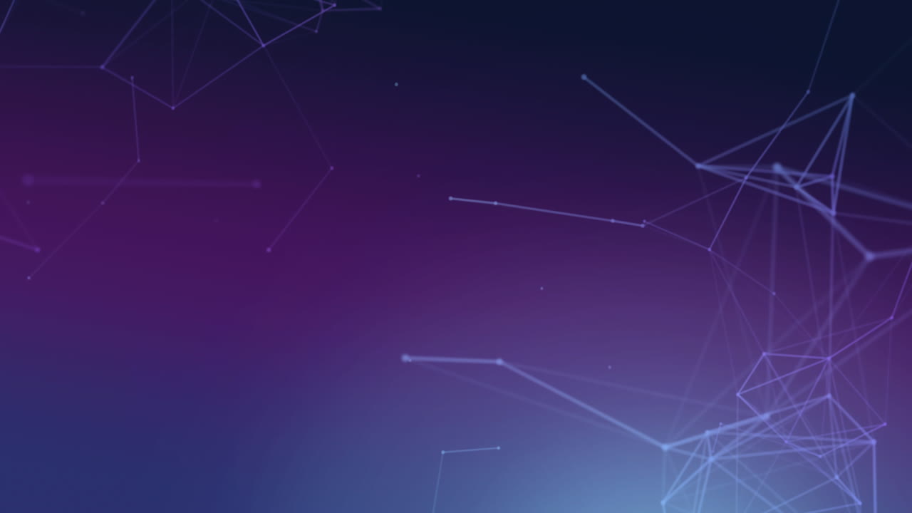 animación de redes de conexiones girando sobre un fondo púrpura