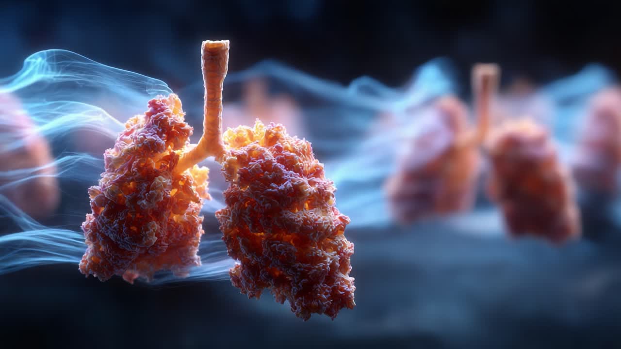 A Surreal Representation of Lungs Surrounded by Ethereal Smoke, Highlighting the Intricate Structure and Importance of Respiratory Health in Captivating Detail