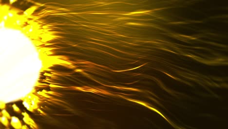 partículas de energía dorada onda fondo abstracto. futurista brillando en el espacio sobre fondo negro.