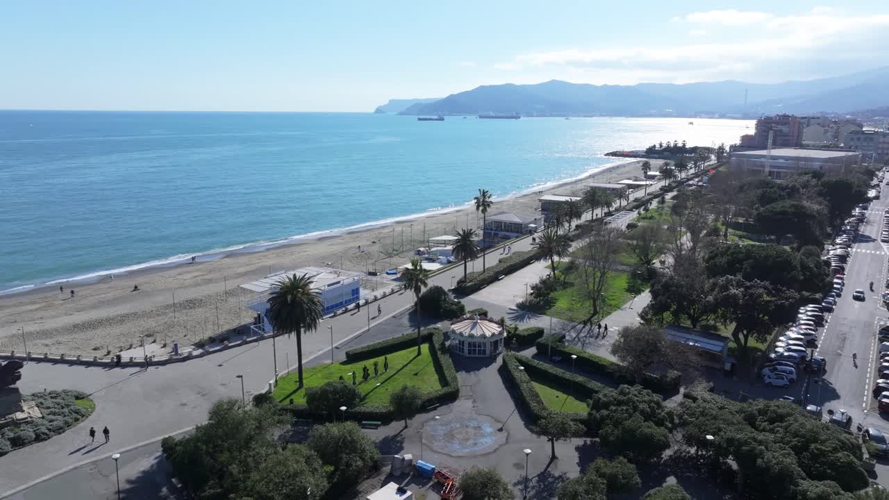 Beautiful beach in Savona, Italy, with clear waters and scenic coastline view