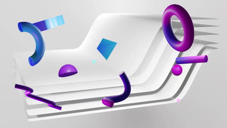animation of abstract shapes moving over waving layers background