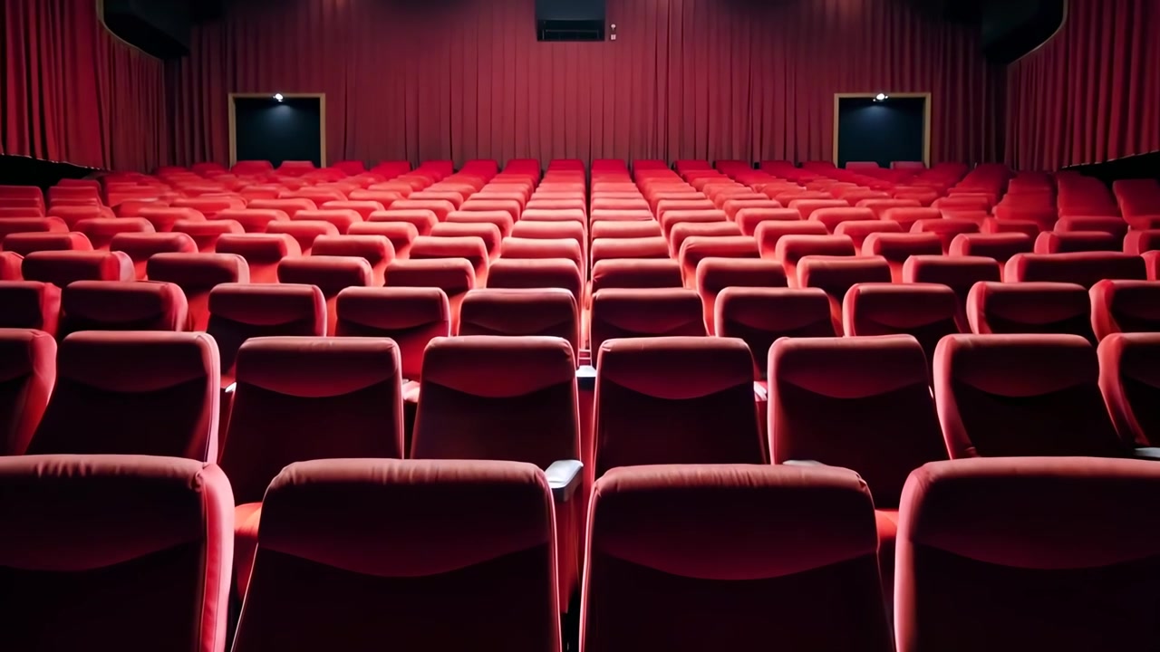 Sedili rossi vuoti in un cinema buio