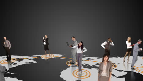 personas de negocios que se conectan en el fondo gris
