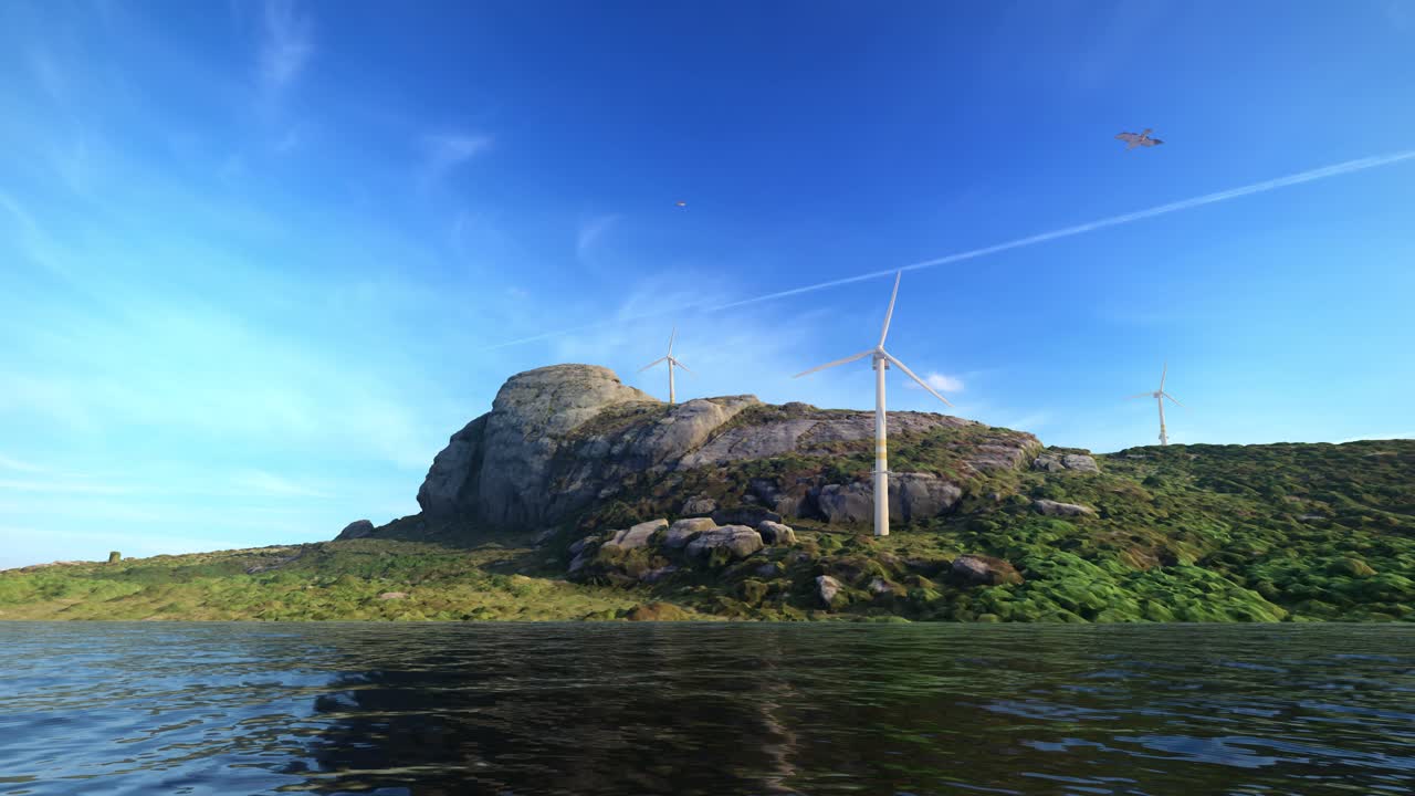 Scenic Coastal Landscape with Wind Turbines