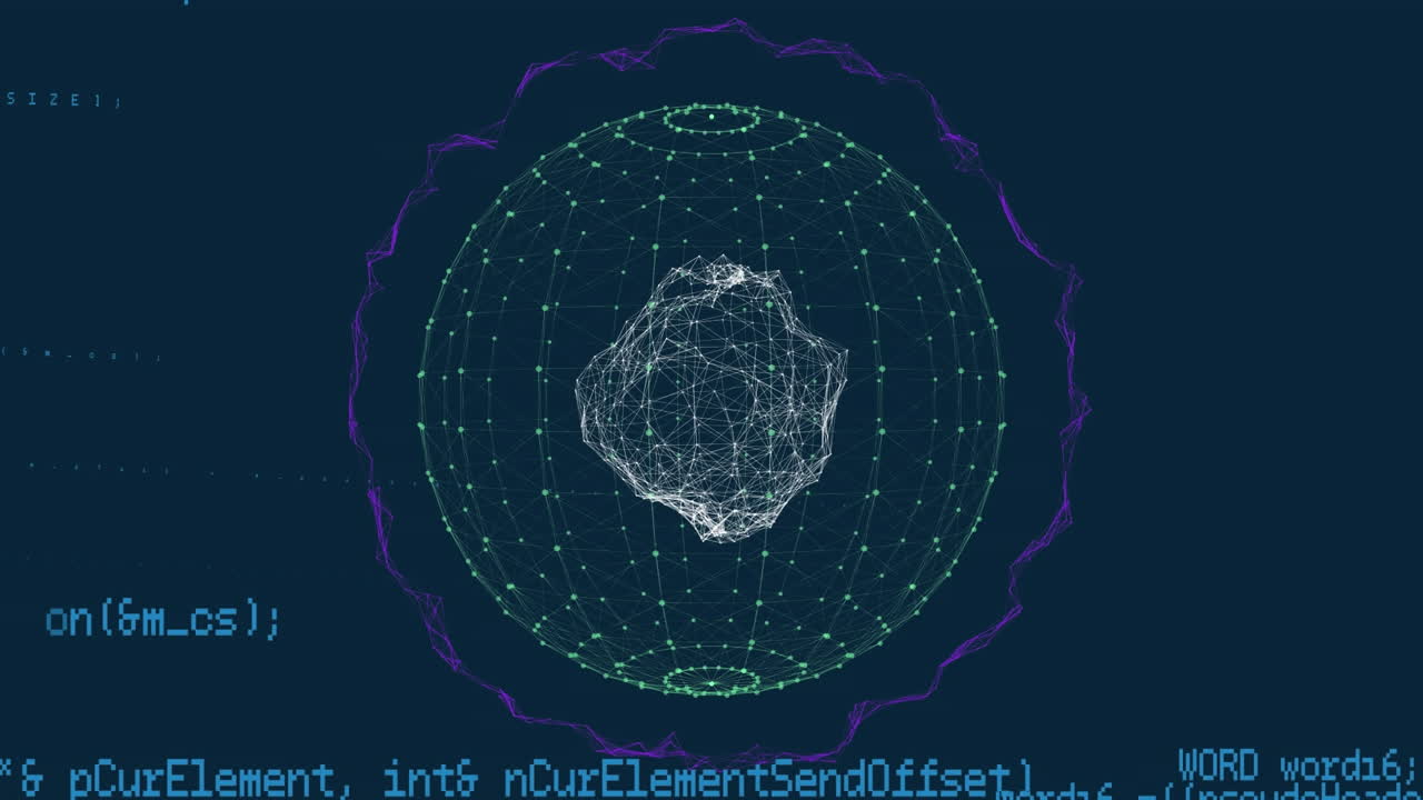 Animation of globe with connections and data processing