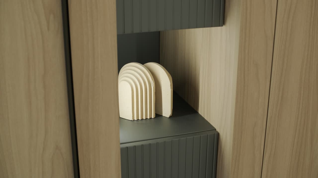 Modern Wooden Cabinet with Bookends
