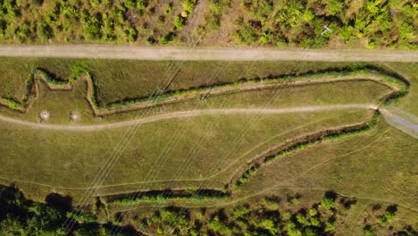 aerial: bat field at natterer's wood, suffolk - drone tracking shot