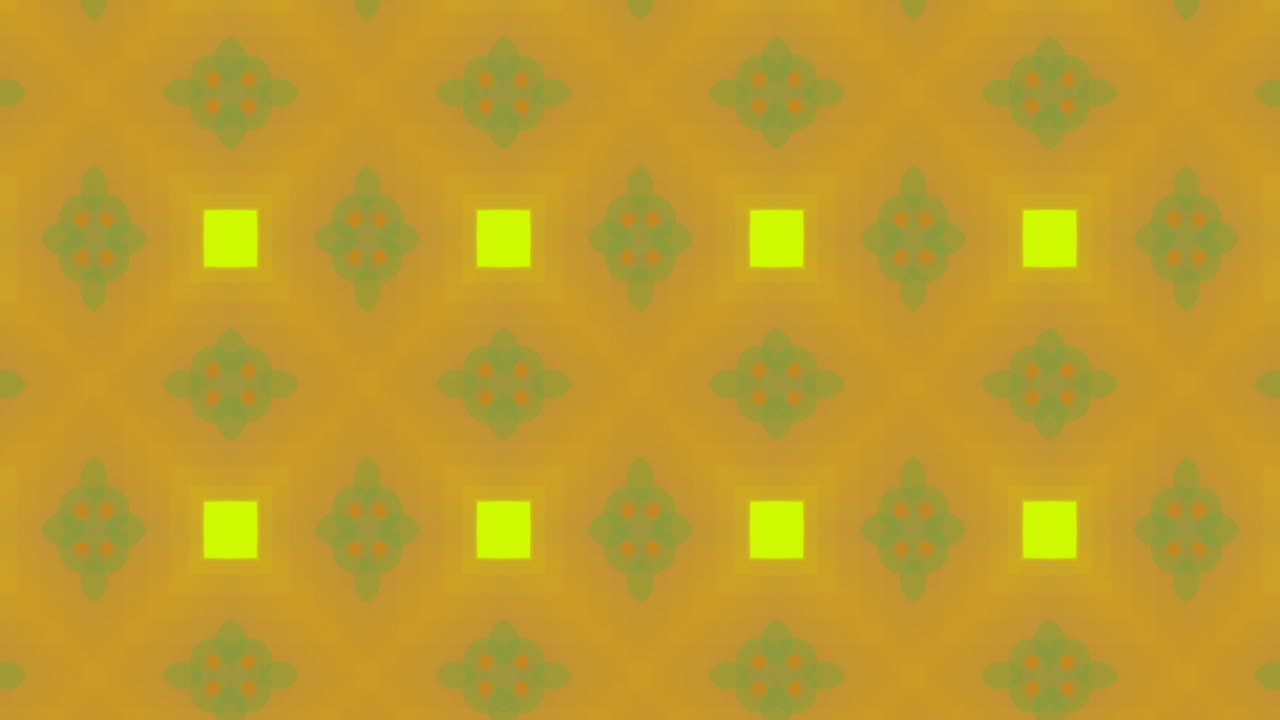 formas caleidoscópicas que se mueven hipnóticamente sobre un fondo amarillo