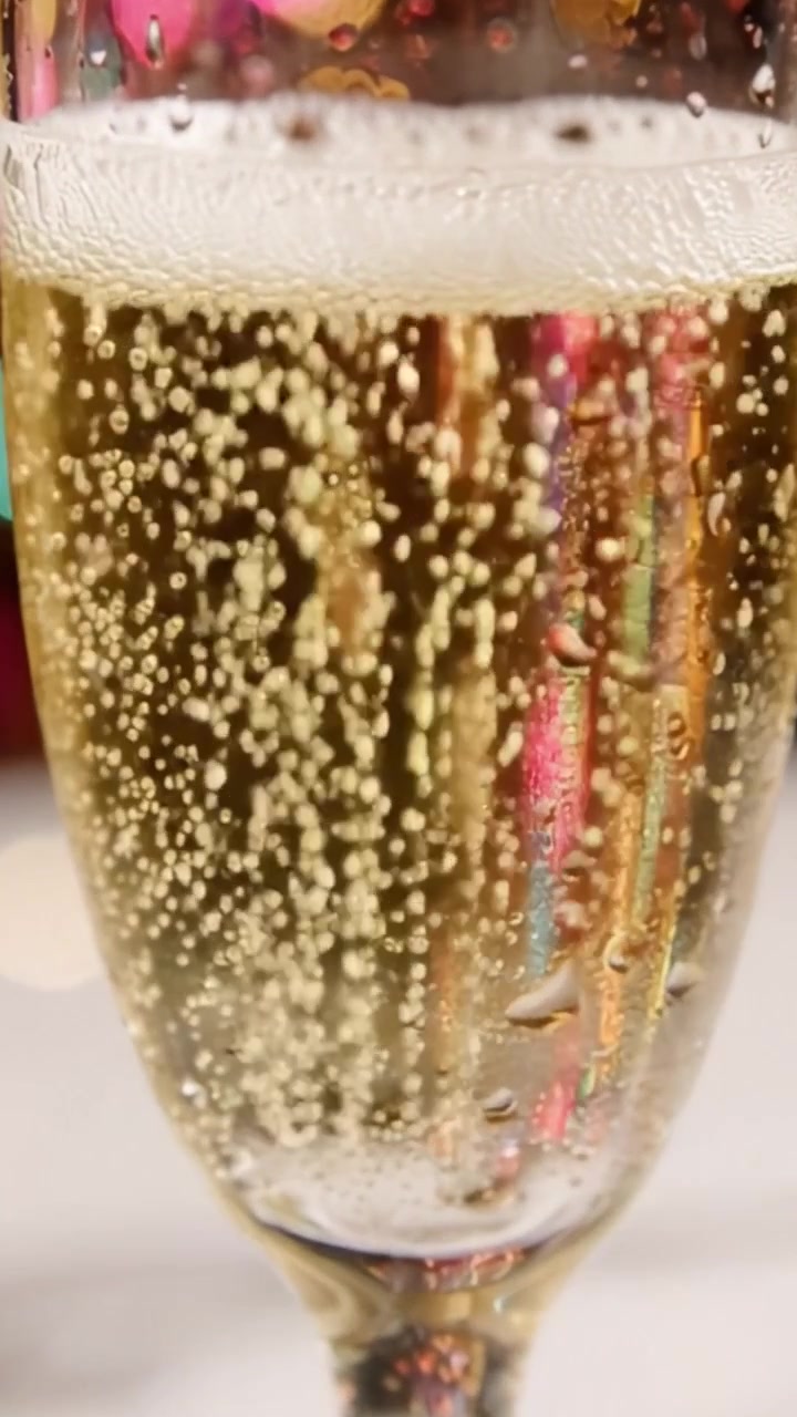 Celebrazione frizzante: un calice di champagne scintillante cattura l'evento con bollicine effervescenti e colori radiosi, perfetto per brindare a momenti speciali.