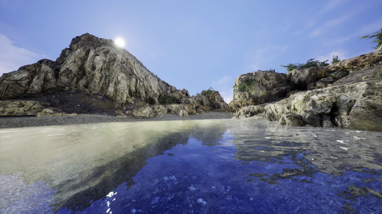 Stunning coastal view showcasing rocky cliffs and tranquil waters at sunset