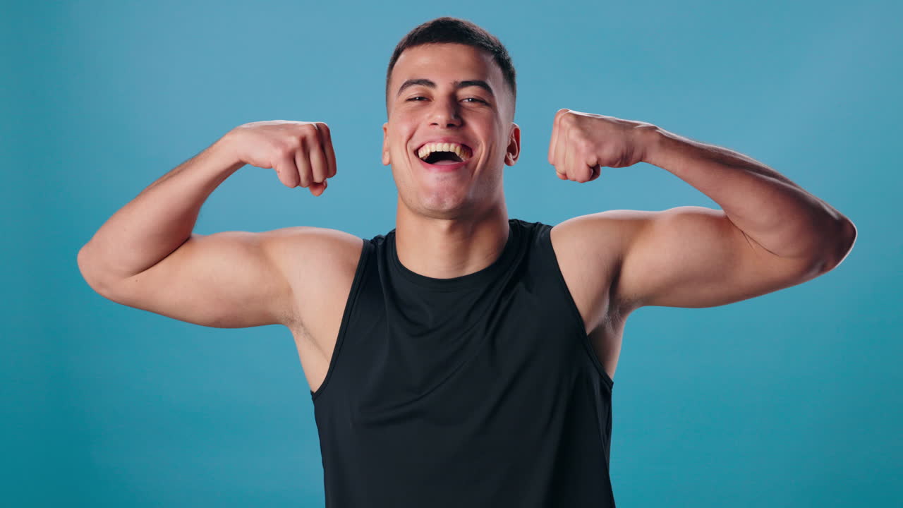 A muscular man posing