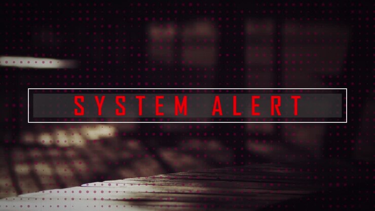 Animation of system alert text over people walking in city