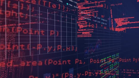 Animation of data processing over blue background