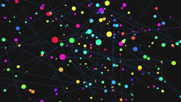 A Colorful Dots And Lines On A Black Background