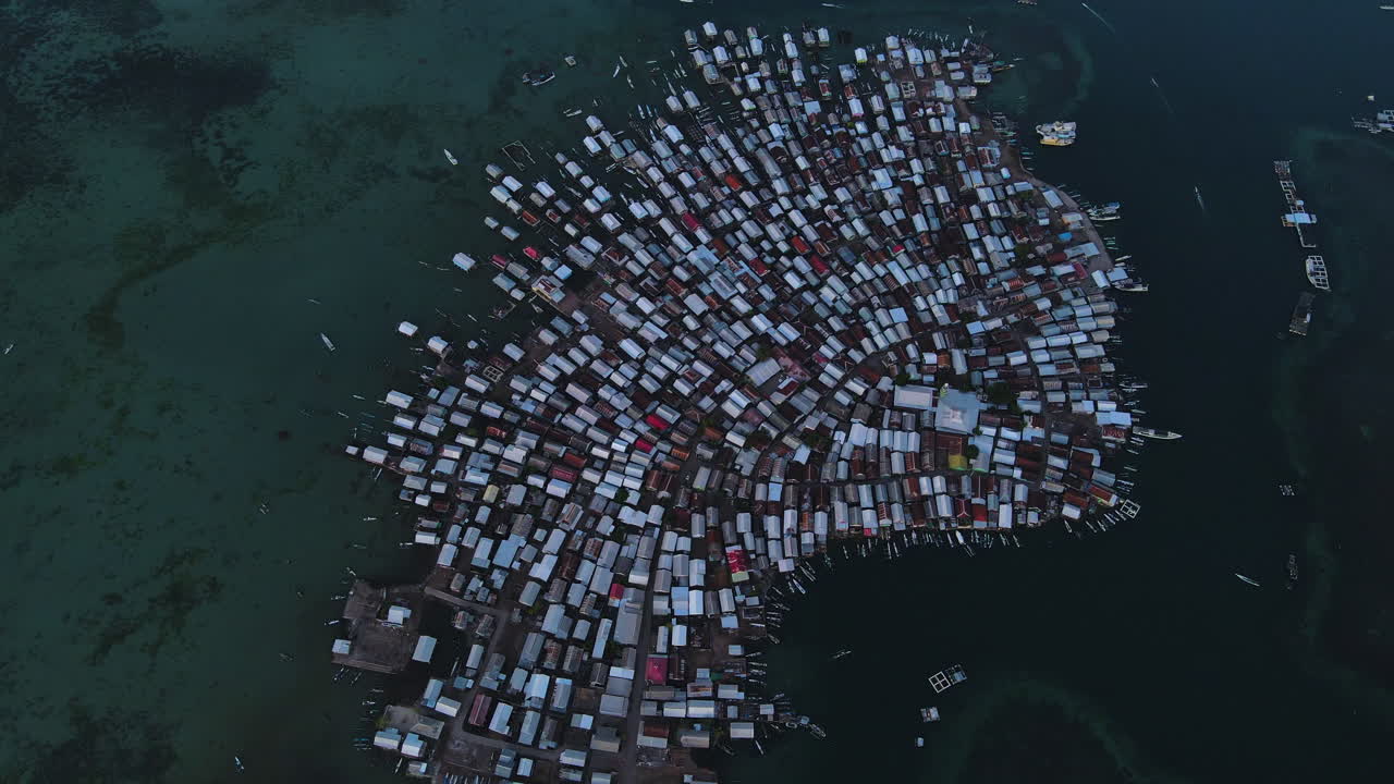 Aerial View of a Densely Populated Water Village