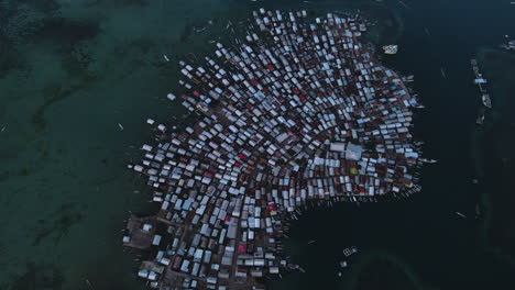 aerial view of a densely populated water village