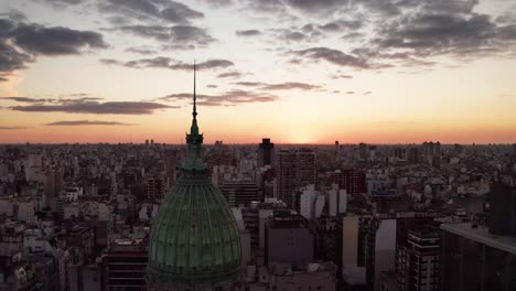 aerial over the streets and buildings of downtown buenos aires, argentina