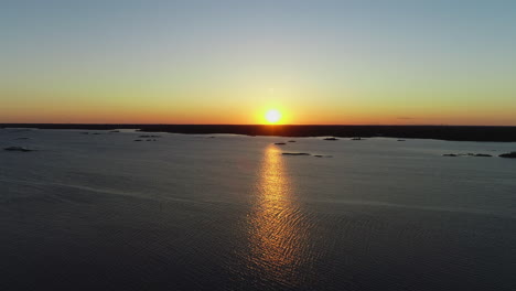 Beautiful drone footage of sunset over the sea