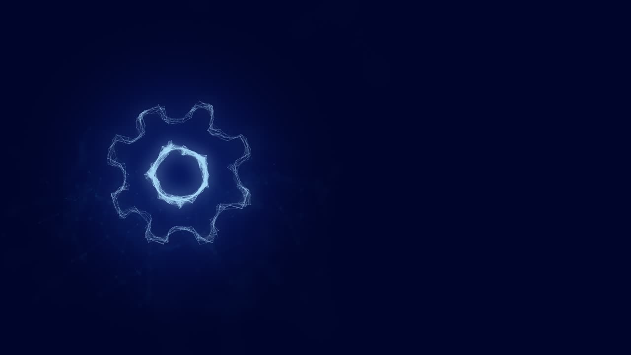 icono de rueda de engranajes aislado en fondo blanco. líneas conectadas con puntos. líneas plexo