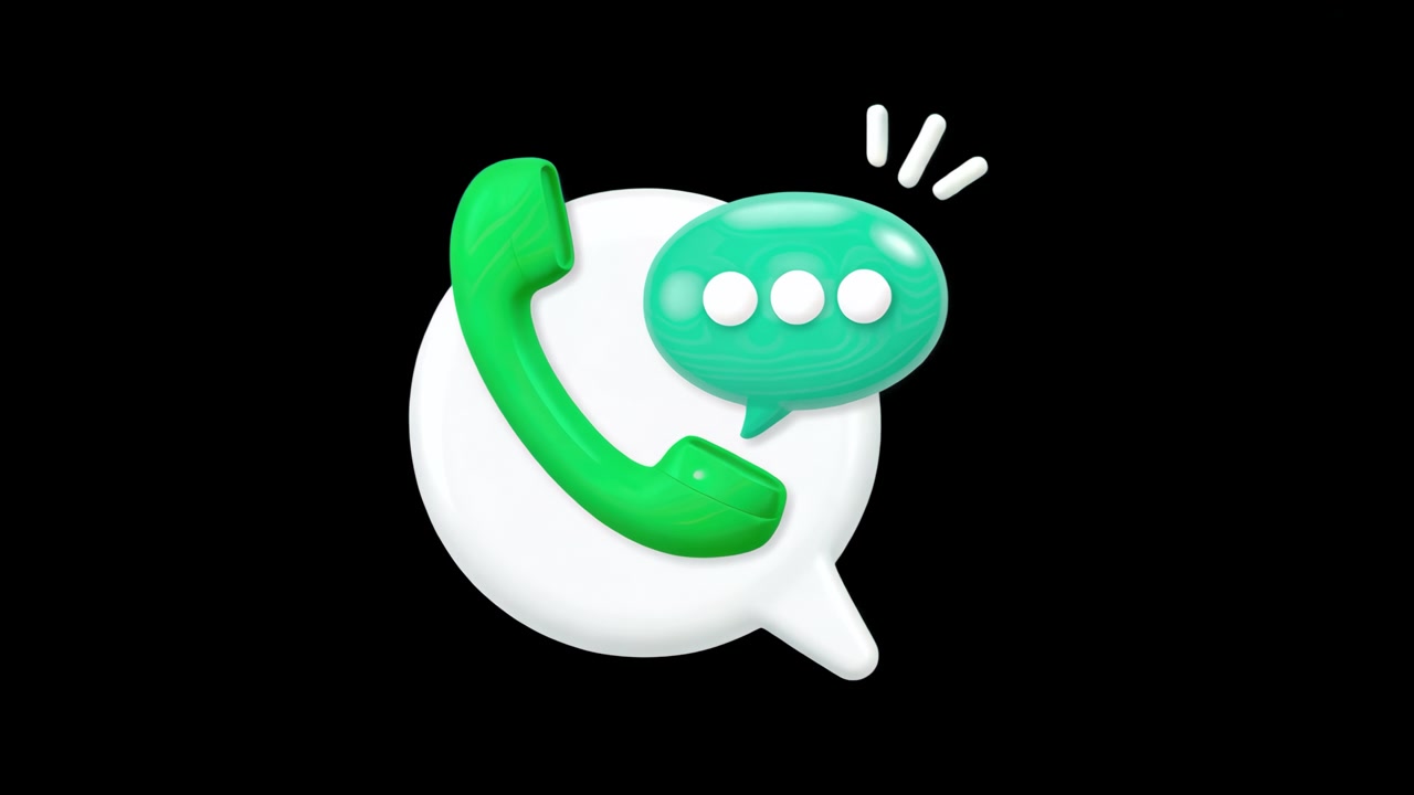 Communication icon with phone symbol animation isolated asset, transparent 4K video, alpha channel