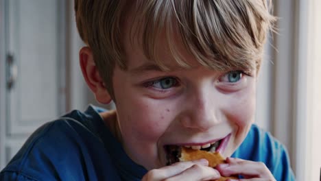 boy eating a sandwich