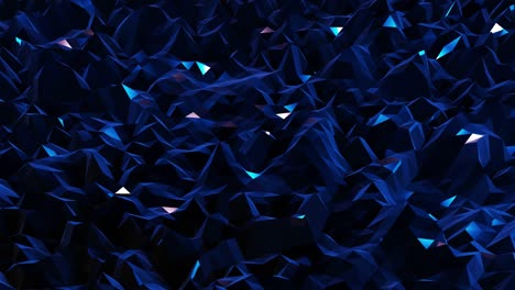 stylish dark abstract low poly background in 4k. abstract waves move on glossy metallic surface in loop. smooth soft seamless animation. simple minimalistic geometric bg. blue color