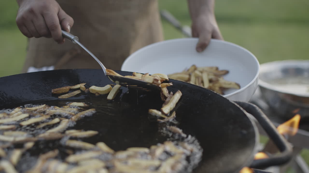 Cooking French Fries Outdoors