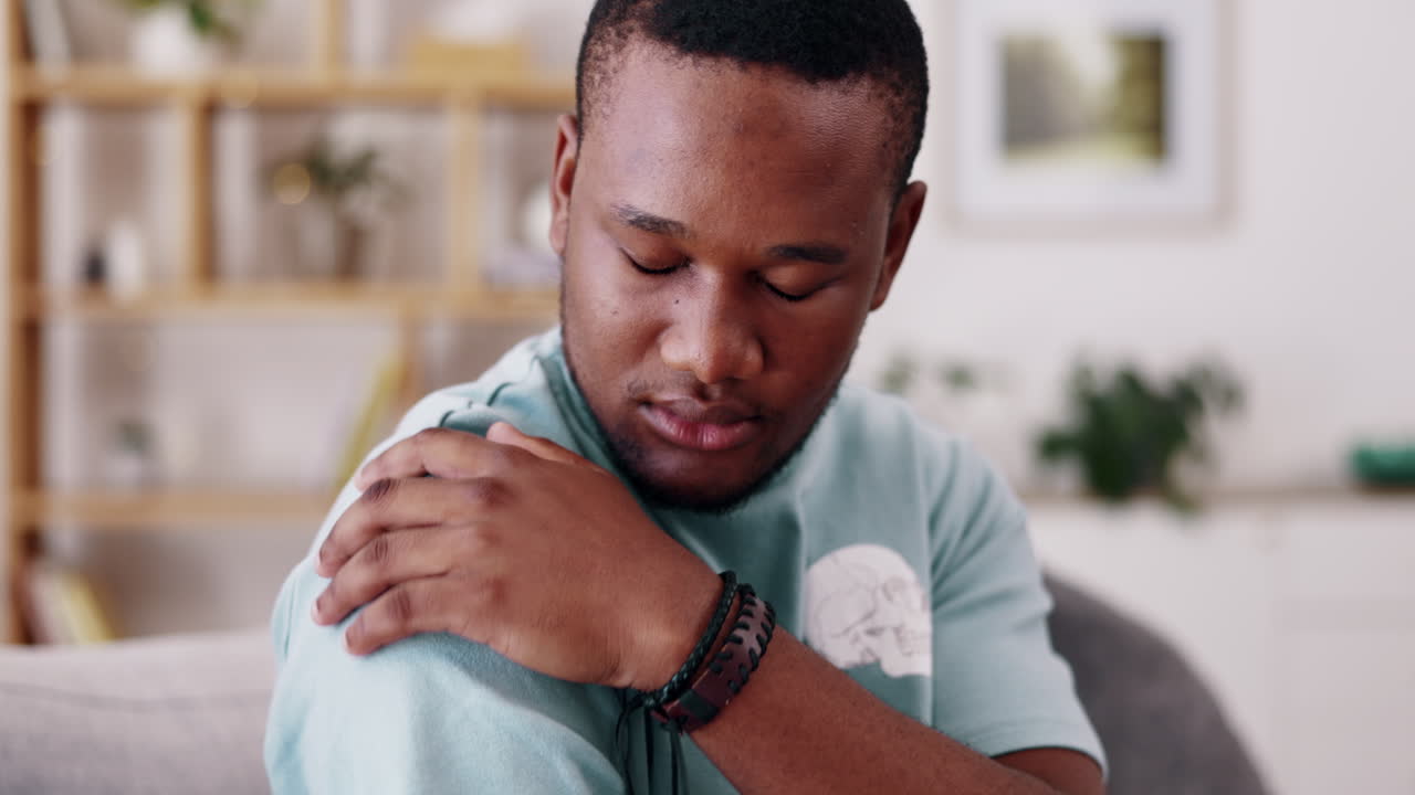 Shoulder pain, injury and problem with black man