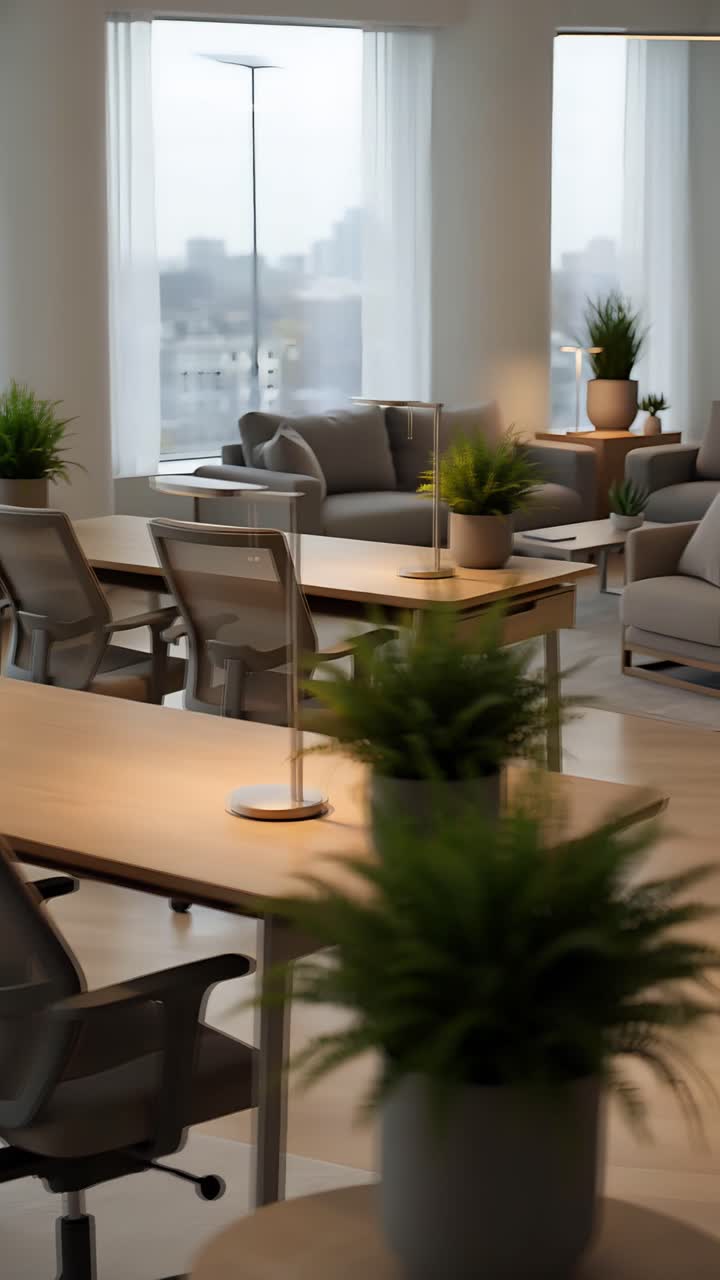 Interni Estetici di Spazio Coworking Moderno 4K