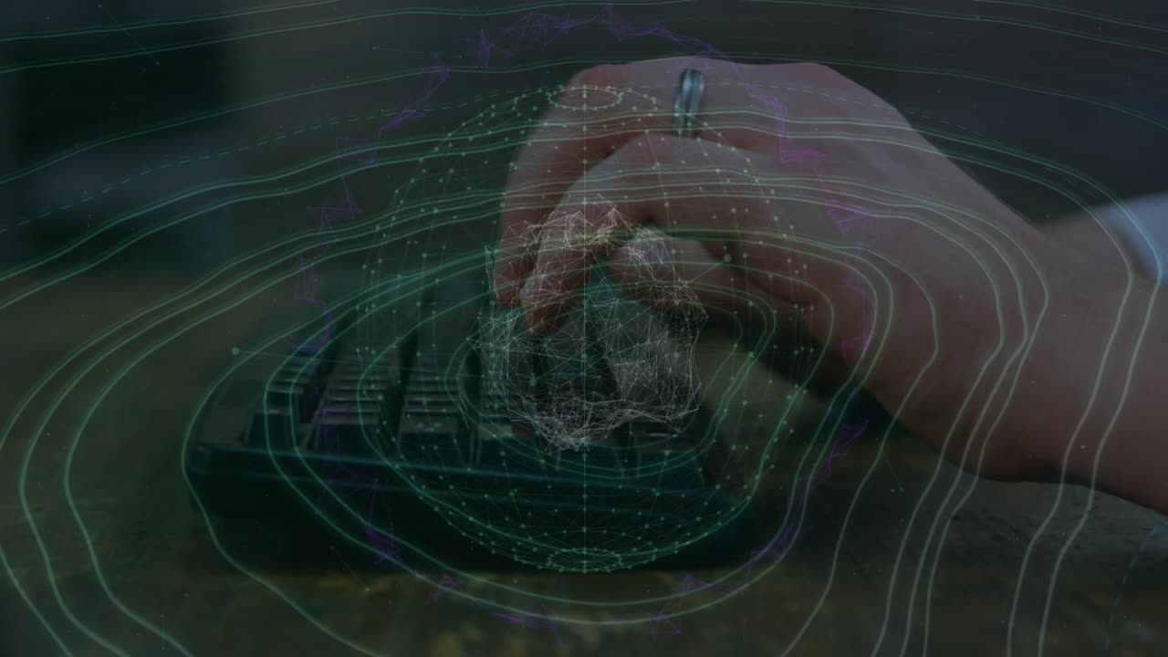 animación de formas sobre las manos utilizando la computadora.