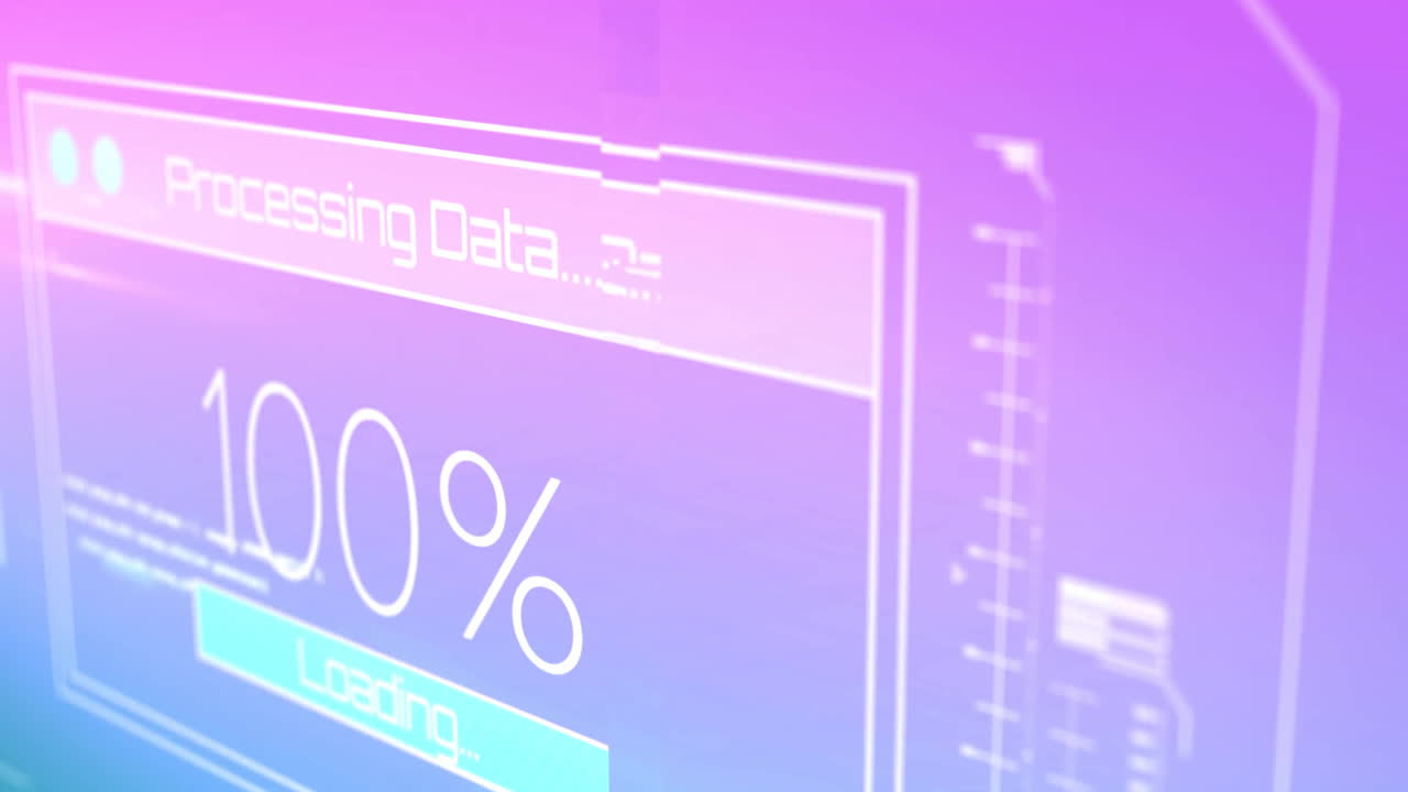 Animation of data processing on purple background