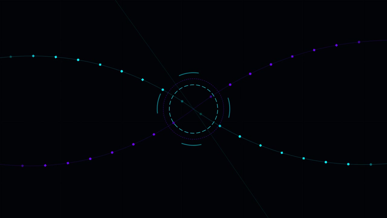 Abstract Digital Interface with Pulsing Light Nodes and Geometric Circles