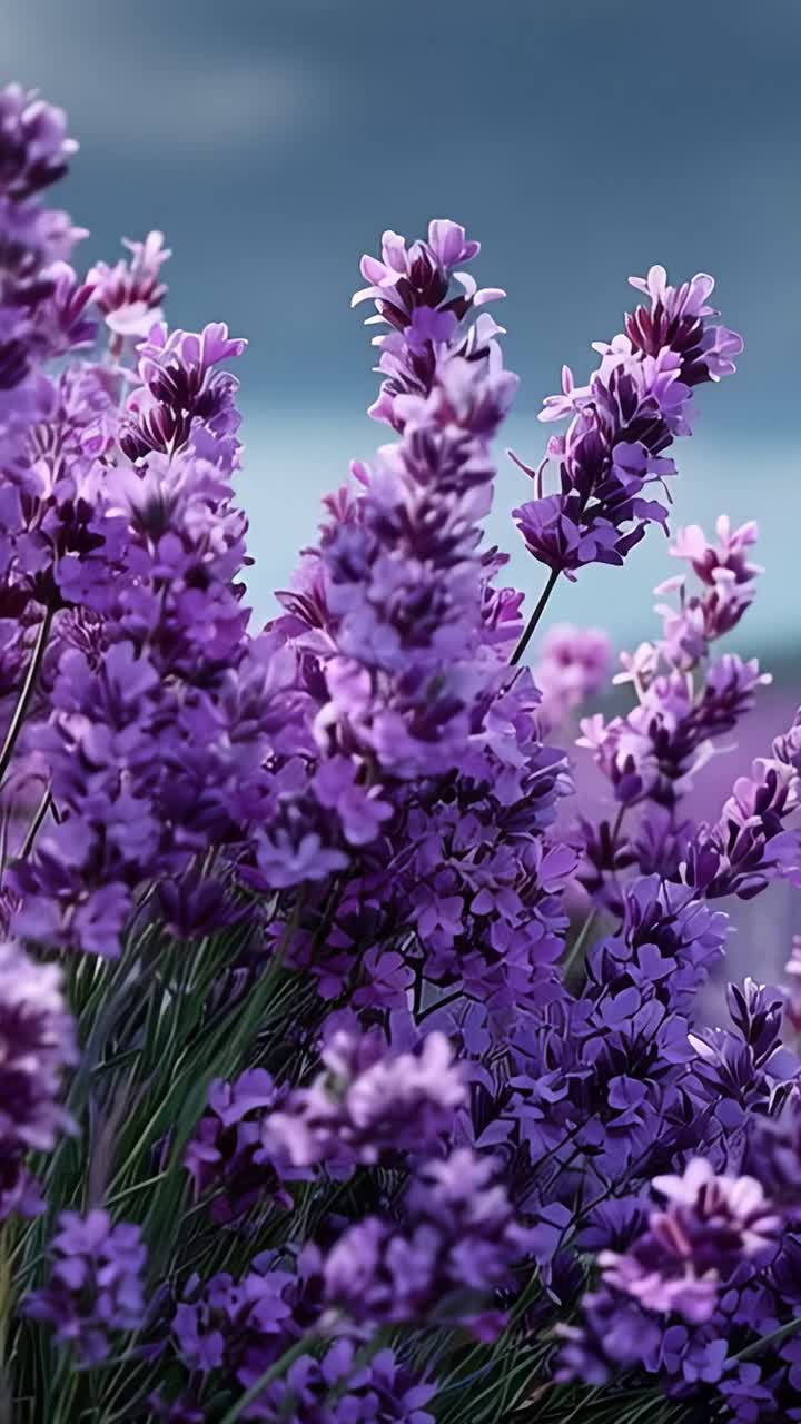 A Stunning Display of Lavender Blooms Against a Dramatic Sky, Capturing the Beauty and Richness of Nature's Colorful Floral Scenery in Full Bloom