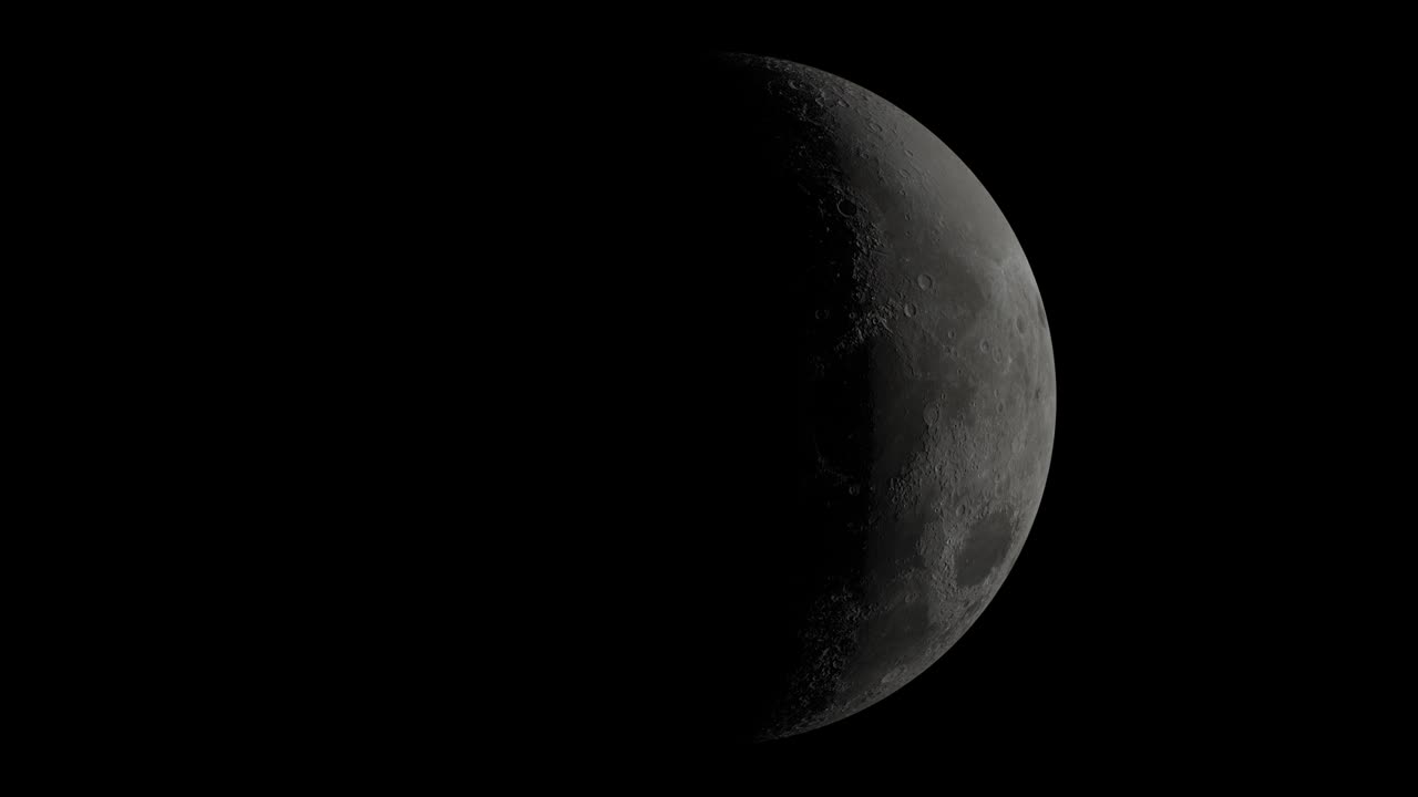 Fases da Lua - Vídeo renderizado em time-lapse do Hemisfério Norte, rotação da lua