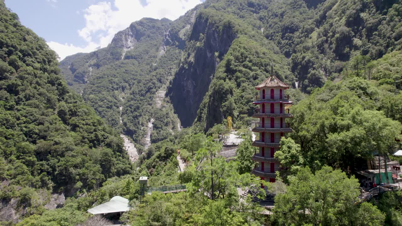 Aerial view of Xiangde Temple in Taroko National Park, Hualien county district, Taiwan