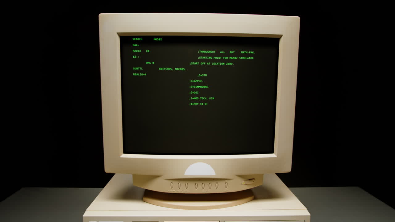 Vintage Computer Monitor Displaying Text-Based Interface