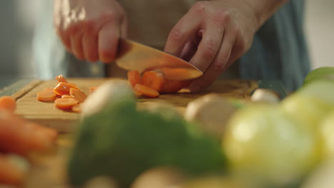 chopping carrots for a meal