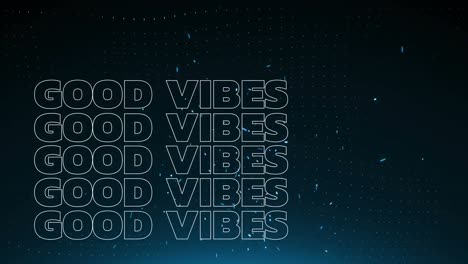 animation of good vibes text over light trails on dark background