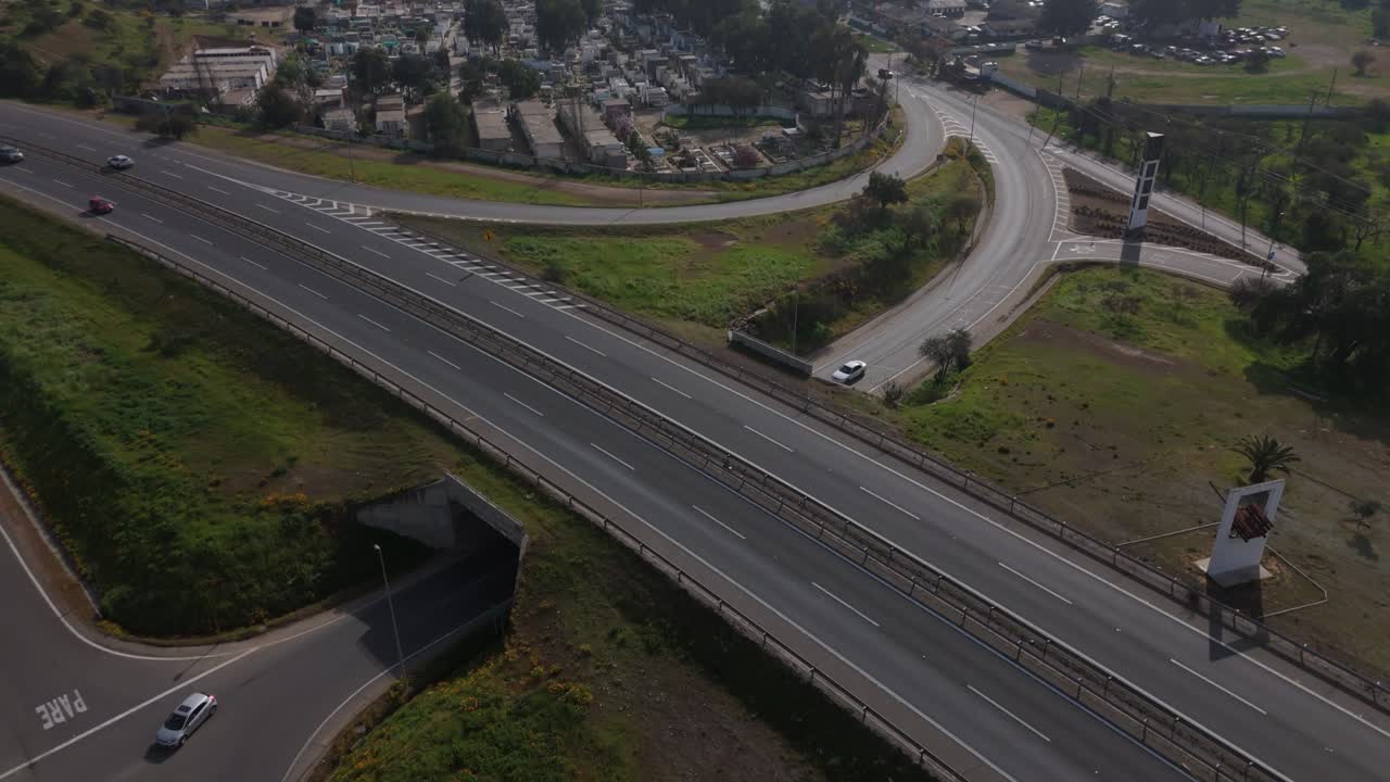 쿠라카비, 칠레, 드론 뷰, 도로, 거리, 고속도로, 자동차