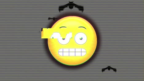 emoji de cara contra murciélagos volando en el fondo