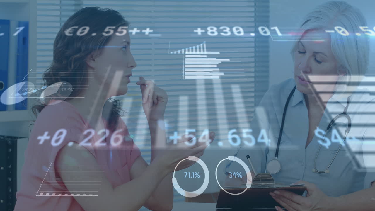 animación de las estadísticas y el procesamiento de datos sobre pacientes y médicos femeninos