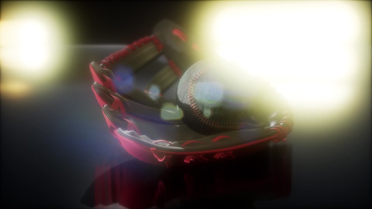 어두운 배경에 야구와 손잡이