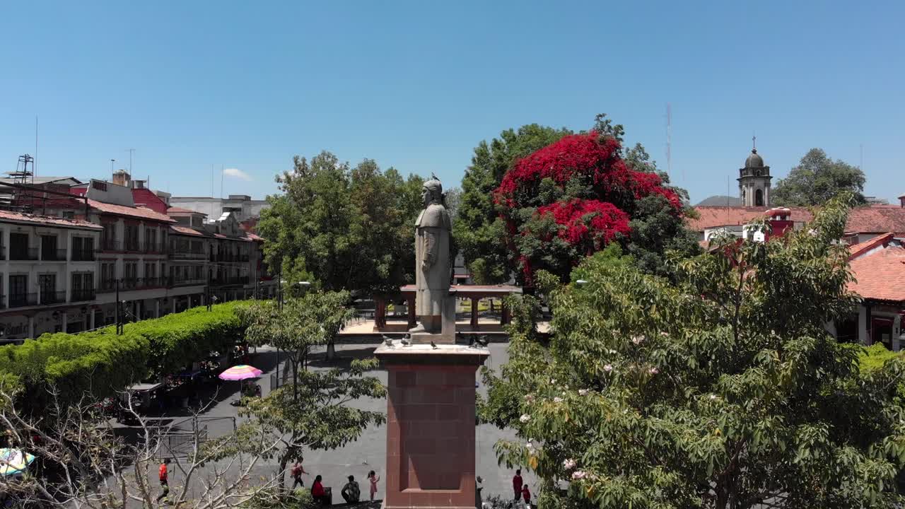 DRONE SHOT OF DOWN TOWN URUAPAN MICHOACAN