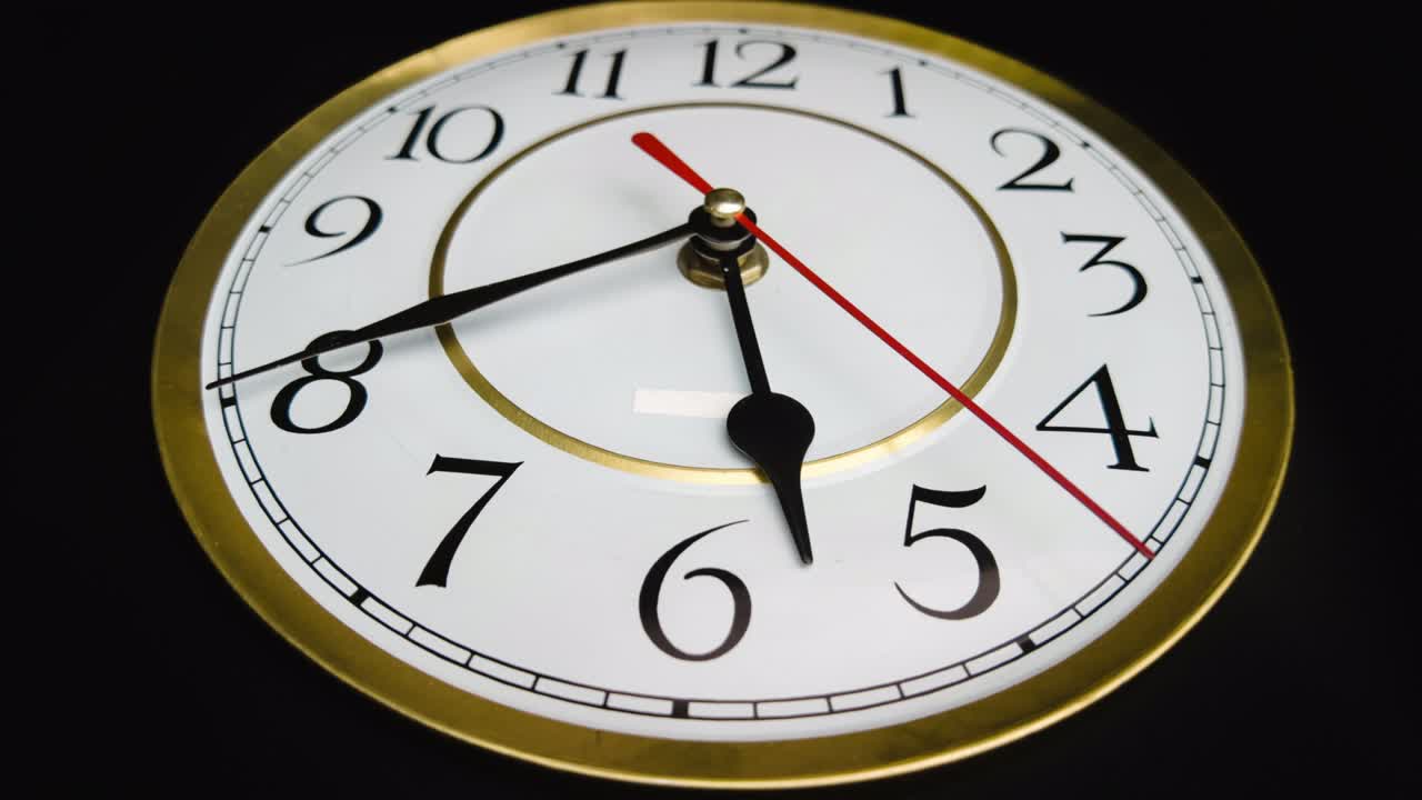 Timelapse of Rotating Clock Hands on a White Round Vintage Dial