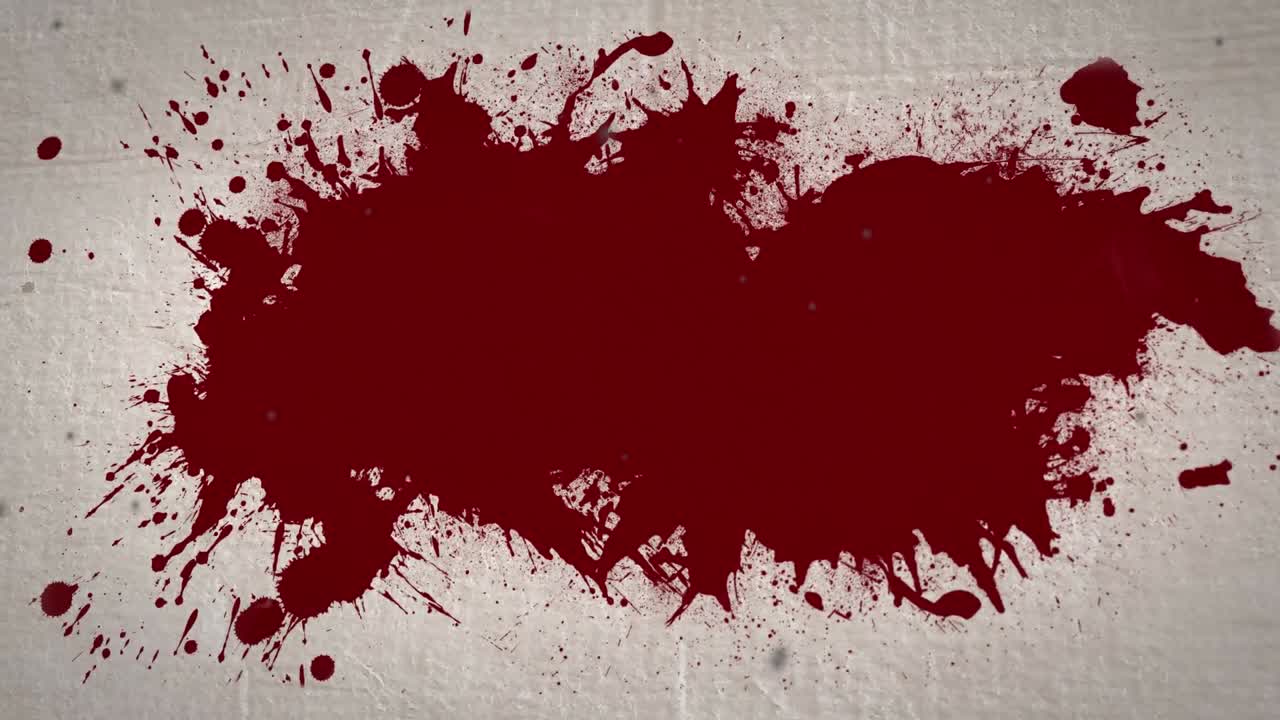 animación de una mancha de sangre sobre un fondo beige