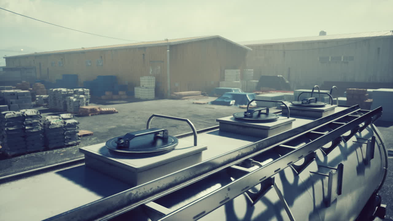 창고 야드 에 있는 산업용 커 트럭