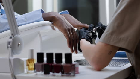 manicure session at a nail salon